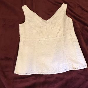 White eyelet sleeveless top
